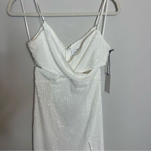 Taylor SAYLOR HARMONIE WHITE SEQUINS CIT OUT DRESS XS - Picture 5 of 8